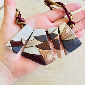 VTG Carol Halmy Porcelain Necklace collar Sculptural Artisan Statement chunky